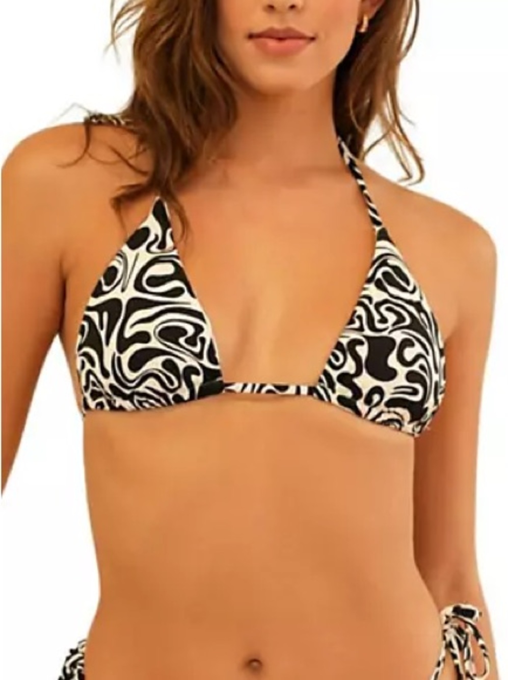 Dippin Daisys Black & White Pattern Triangle Tie Bikini Top NWT
